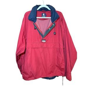 Chaps Ralph Lauren Mens Jacket XLarge Red Pullover 1/4 Zip Windbreaker Vintage S